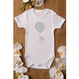 Overoz Organik%100 Pamuk Balon Tavşan Baskılı Bebek Body Badi Çıtçıtlı Zıbın Tulum 5105, 3-6 AY