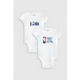 Overoz Organik%100 Pamuk Basketbol Baskılı 2'li Bebek Body Set Beyaz Badi Zıbın Tulum Ikili 5334-5335, 6-9 AY