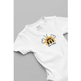 Overoz Organik%100 Pamuk Bee Happy Mutlu Ol Baskılı Çıtçıtlı Bebek Body Badi Zıbın Tulum 5694, 6-9 AY