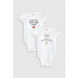 Overoz Organik%100 Pamuk Best Dad Baba Baskılı 2'li Bebek Body Set Badi Çıtçıtlı Zıbın Ikili 5815-5816, 24-36 Ay