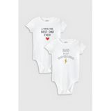 Overoz Organik%100 Pamuk Best Dad Baba Baskılı 2'li Bebek Body Set Badi Çıtçıtlı Zıbın Ikili 5815-5816, 6-9 AY