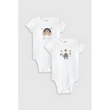 Overoz Organik%100 Pamuk Boho Baby Baskılı 2'li Bebek Body Set Beyaz Badi Çıtçıtlı Zıbın Ikili 5342-5343, 3-6 AY