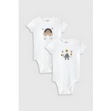 Overoz Organik%100 Pamuk Boho Baby Baskılı 2'li Bebek Body Set Beyaz Badi Çıtçıtlı Zıbın Ikili 5342-5343, 6-9 AY