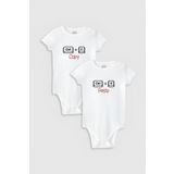 Overoz Organik%100 Pamuk Copy Paste Ikiz Desenli 2'li Bebek Body Set Badi Çıtçıtlı Zıbın Ikili 5848-5849, 9-12 Ay