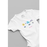 Overoz Organik%100 Pamuk Dad Mom Me Anne Baba Baskılı Kısa Kollu Çıtçıtlı Bebek Body Badi Zıbın Tulum 5542, 6-9 AY