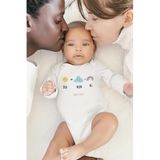 Overoz Organik%100 Pamuk Dad Mom Me Anne Baba Baskılı Uzun Kollu Çıtçıtlı Bebek Body Badi Zıbın Tulum 5542, 0-3 AY
