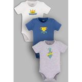 Overoz Organik%100 Pamuk Daddy Baba 3'lü Bebek Body Set Bebek Badi Çıtçıtlı Zıbın Üçlü 5675-5677-5678-M, Yeni Doğan