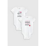 Overoz Organik%100 Pamuk Daddy Baba Baskılı 2'li Bebek Body Set Beyaz Badi Çıtçıtlı Zıbın Ikili 5772-5773, 24-36 Ay