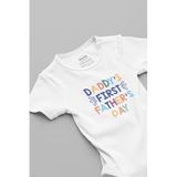 Overoz Organik%100 Pamuk Daddy's First Father's Day Ilk Babalar Günü Bebek Body Çıtçıtlı Badi Zıbın 5215, 18-24 AY