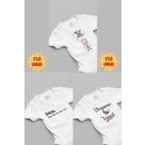 Overoz Organik%100 Pamuk Dayı 3'lü Bebek Body Set Beyaz Bebek Badi Çıtçıtlı Zıbın Üçlü 5056-5184-5249, 24-36 Ay