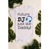 Overoz Organik%100 Pamuk Dj Daddy Baba Baskılı Bebek Body Çıtçıtlı Beyaz Badi Zıbın Tulum 5008, 18-24 AY