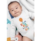 Overoz Organik%100 Pamuk Dream Big Little One Baskılı Uzun Kollu Çıtçıtlı Bebek Body Badi Zıbın Tulum 5563, 6-9 AY