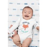 Overoz Organik%100 Pamuk Dream Big Tilki Baskılı Uzun Kollu Çıtçıtlı Bebek Body Badi Zıbın Tulum 5532, 12-18 AY