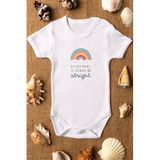 Overoz Organik%100 Pamuk Everything Is Gonna Be Alright Bebek Body Kısa Kollu Çıtçıtlı Badi Zıbın 5321, 3-6 AY