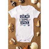 Overoz Organik%100 Pamuk Give Me Some Space Uzay Kısa Kollu Çıtçıtlı Bebek Body Badi Zıbın Tulum 5515, 12-18 AY