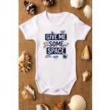 Overoz Organik%100 Pamuk Give Me Some Space Uzay Kısa Kollu Çıtçıtlı Bebek Body Badi Zıbın Tulum 5515, 18-24 AY