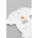 Overoz Organik%100 Pamuk Güneşi Gülüşüme Sığdırdım Baskılı Çıtçıtlı Bebek Body Badi Zıbın Tulum 5625, 9-12 Ay