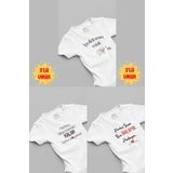 Overoz Organik%100 Pamuk Hala 3'lü Bebek Body Set Beyaz Bebek Badi Çıtçıtlı Zıbın Üçlü 5135h-5137-5165, 18-24 AY