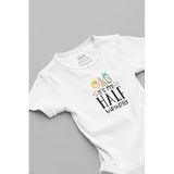 Overoz Organik%100 Pamuk Half Birthday Baskılı Kısa Kollu Çıtçıtlı Bebek Body Badi Zıbın Tulum 5605, Yeni Doğan