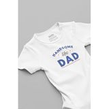 Overoz Organik%100 Pamuk Handsome Like Dad Baba Bebek Body Beyaz Badi Çıtçıtlı Zıbın 5838, 3-6 AY