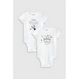 Overoz Organik%100 Pamuk Happy Birthday Dad Baba 2'li Bebek Body Set Badi Çıtçıtlı Zıbın Ikili 5002-5264, 0-3 AY