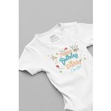 Overoz Organik%100 Pamuk Happy Birthday Daddy Baba Baskılı Bebek Body Kısa Kollu Çıtçıtlı Badi Zıbın 5264, 3-6 AY