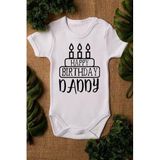 Overoz Organik%100 Pamuk Happy Birthday Daddy Doğumgünü Baba Baskılı Bebek Body Badi Çıtçıtlı Zıbın 5031, Yeni Doğan