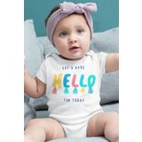 Overoz Organik%100 Pamuk Hello Baskılı Kısa Kollu Çıtçıtlı Bebek Body Badi Zıbın Tulum 5482, 24-36 Ay