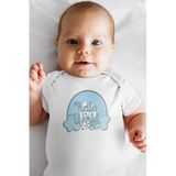 Overoz Organik%100 Pamuk Hello World Baskılı Kısa Kollu Bebek Çıtçıtlı Body Badi Zıbın Tulum 5404, 0-3 AY