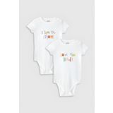 Overoz Organik%100 Pamuk I Love Mom Dad Anne Baba 2'li Bebek Body Set Çıtçıtlı Badi Zıbın Ikili 5338-5339, 6-9 AY