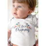 Overoz Organik%100 Pamuk I Love Mummy Anne Baskılı Kısa Kollu Bebek Çıtçıtlı Body Badi Zıbın Tulum 5434, 18-24 AY