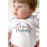 Overoz Organik%100 Pamuk I Love Mummy Anne Baskılı Kısa Kollu Bebek Çıtçıtlı Body Badi Zıbın Tulum 5434, 6-9 AY