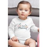 Overoz Organik%100 Pamuk I Love Mummy Anne Baskılı Uzun Kollu Bebek Çıtçıtlı Body Badi Zıbın Tulum 5434, 0-3 AY