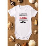 Overoz Organik%100 Pamuk Kahraman Baba Baskılı Kısa Kollu Çıtçıtlı Bebek Body Badi Zıbın Tulum 5579, 3-6 AY