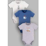 Overoz Organik%100 Pamuk Kaptan 3'lü Bebek Body Set Bebek Badi Çıtçıtlı Zıbın Üçlü 5793-5794-5795-M, Yeni Doğan