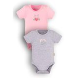 Overoz Organik%100 Pamuk Kedi Baskılı 2'li Bebek Body Set Çıtçıtlı Badi Zıbın Ikili 5784-5786-P, 9-12 Ay