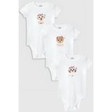 Overoz Organik%100 Pamuk Köpek Dog 3'lü Bebek Body Set Beyaz Bebek Badi Çıtçıtlı Zıbın Üçlü 5781-5782-5783, 24-36 Ay