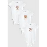 Overoz Organik%100 Pamuk Köpek Dog 3'lü Bebek Body Set Beyaz Bebek Badi Çıtçıtlı Zıbın Üçlü 5781-5782-5783, 9-12 Ay