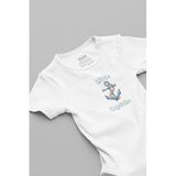 Overoz Organik%100 Pamuk Little Captain Kaptan Baskılı Bebek Body Beyaz Badi Çıtçıtlı Zıbın 5794, 3-6 AY