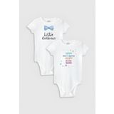 Overoz Organik%100 Pamuk Little Gentleman 2'li Bebek Body Set Beyaz Badi Çıtçıtlı Zıbın İkili 5011-5614, 6-9 AY