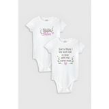 Overoz Organik%100 Pamuk Little Juliet Baskılı 2'li Bebek Body Set Badi Çıtçıtlı Zıbın Ikili 5760-5761, 24-36 Ay