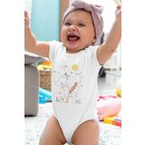Overoz Organik%100 Pamuk Little One Fil Baskılı Kısa Kollu Bebek Çıtçıtlı Body Badi Zıbın Tulum 5436, 9-12 Ay