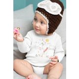 Overoz Organik%100 Pamuk Little One Fil Baskılı Uzun Kollu Bebek Çıtçıtlı Body Badi Zıbın Tulum 5436, 9-12 Ay