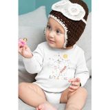 Overoz Organik%100 Pamuk Little One Fil Baskılı Uzun Kollu Bebek Çıtçıtlı Body Badi Zıbın Tulum 5436, Yeni Doğan