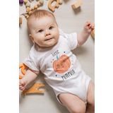 Overoz Organik%100 Pamuk Little Pumpkin Baskılı Kısa Kollu Çıtçıtlı Bebek Body Badi Zıbın Tulum 5540, 3-6 AY