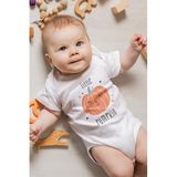 Overoz Organik%100 Pamuk Little Pumpkin Baskılı Kısa Kollu Çıtçıtlı Bebek Body Badi Zıbın Tulum 5540, Yeni Doğan