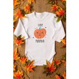 Overoz Organik%100 Pamuk Little Pumpkin Baskılı Uzun Kollu Çıtçıtlı Bebek Body Badi Zıbın Tulum 5540, 3-6 AY
