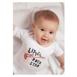 Overoz Organik%100 Pamuk Little Rock Star Baskılı Kısa Kollu Bebek Çıtçıtlı Body Badi Zıbın Tulum 5376, 3-6 AY