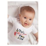 Overoz Organik%100 Pamuk Little Rock Star Baskılı Kısa Kollu Bebek Çıtçıtlı Body Badi Zıbın Tulum 5376, Yeni Doğan