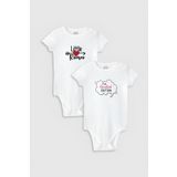 Overoz Organik%100 Pamuk Little Romeo 2'li Bebek Body Set Beyaz Badi Çıtçıtlı Zıbın Ikili 5016-5227, 12-18 AY